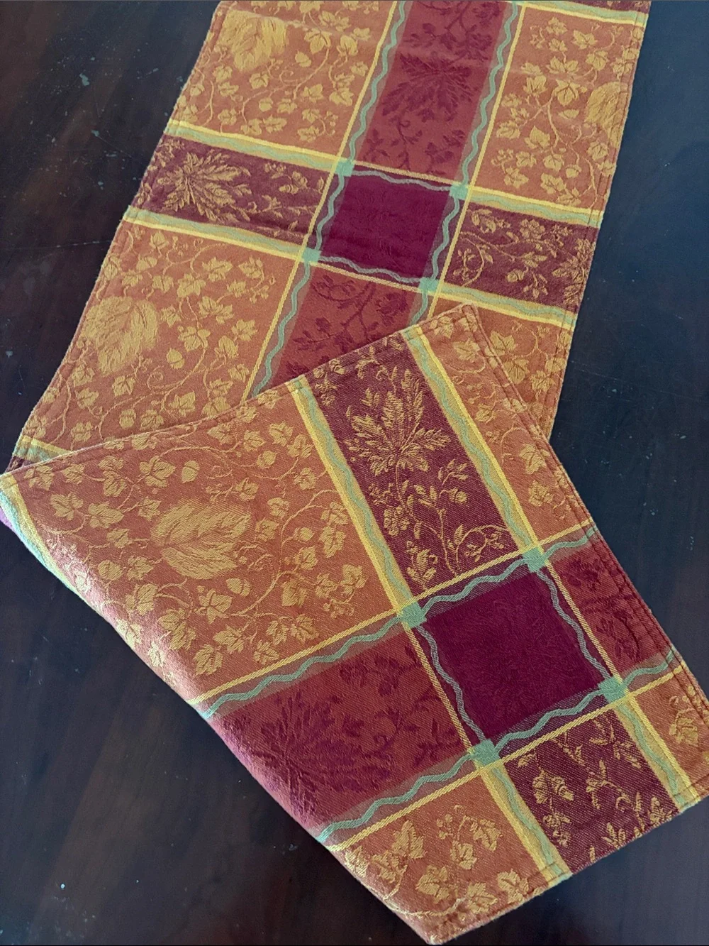 Table Runner Autumn Fall Harvest Floral Leaf Home Dining Decor